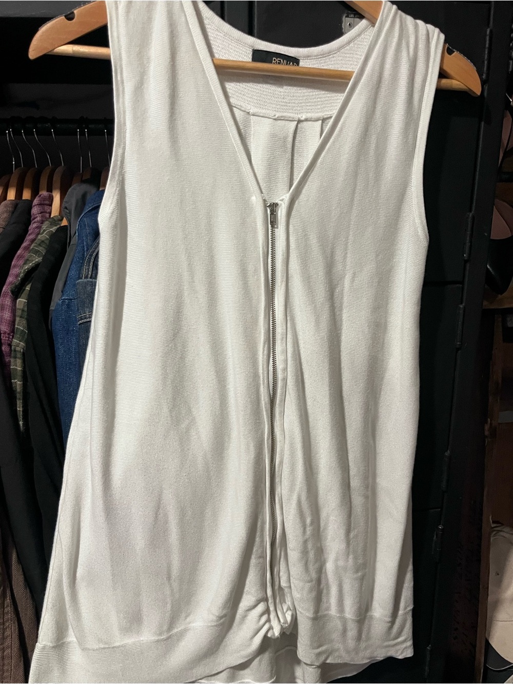 re:named Cream Sleeveless Zip-Front Tank Top